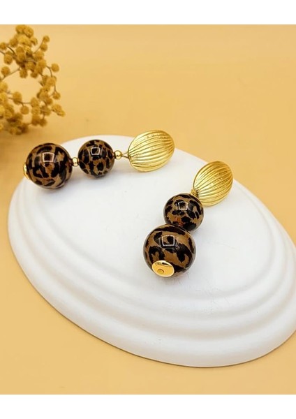 Zarif Leopar Top Küpe