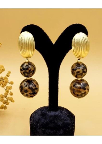 Zarif Leopar Top Küpe modelleri