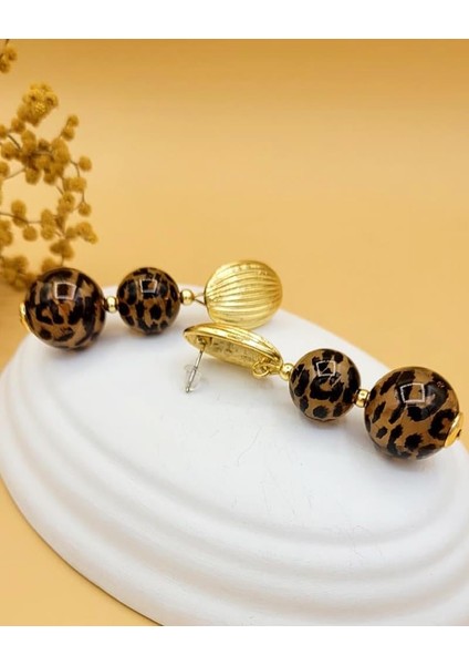 Zarif Leopar Top Küpe fırsatları