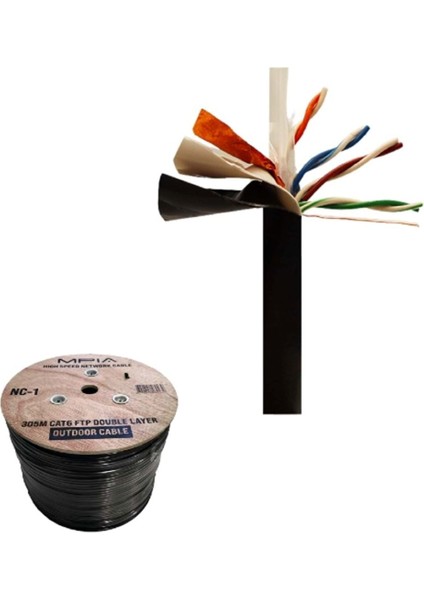 305 Metre / 0.57MM Cat6 Ftp Çift Katmanlı Dış Ortam Internet Kablosu