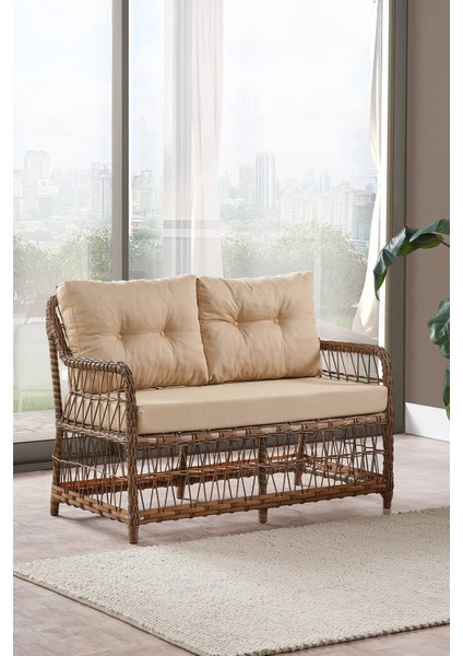 Rattan Breda Bahçe Mobilyası 2+1+1+Camlı Masa -- 2 Tane Puf Hediye indirimleri