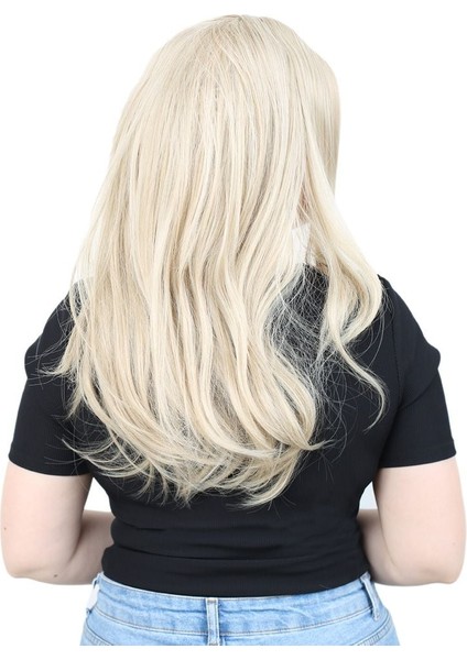 Kahkülsüz Fiber Sentetik Orta Boy Düz Peruk / Balköpüğü / Platin Röfleli fiyatları