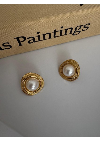 Inci Top Düğme Zara Model Gold Çelik Küpe