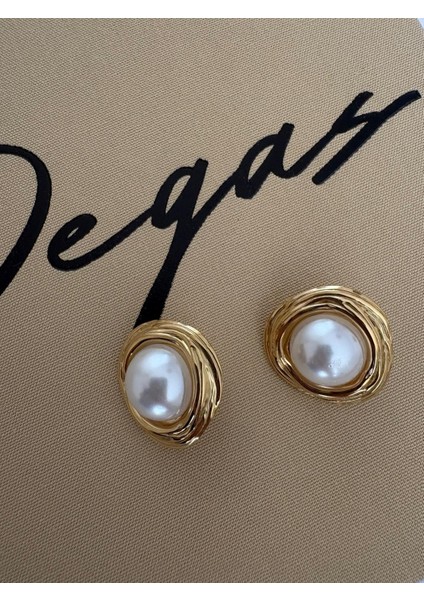 Inci Top Düğme Zara Model Gold Çelik Küpe