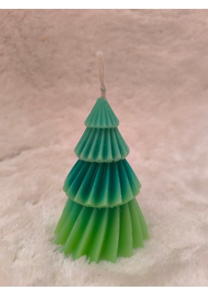 Çam Ağacı Desenli Yılbaşı Konseptli Dekoratif Mum, Geçişli