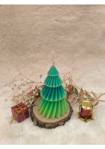 Çam Ağacı Desenli Yılbaşı Konseptli Dekoratif Mum, Geçişli fiyatları