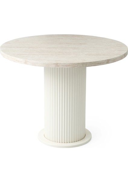 Bohem Masa, Ptt Ayak, Traverten-Beyaz, 100X100