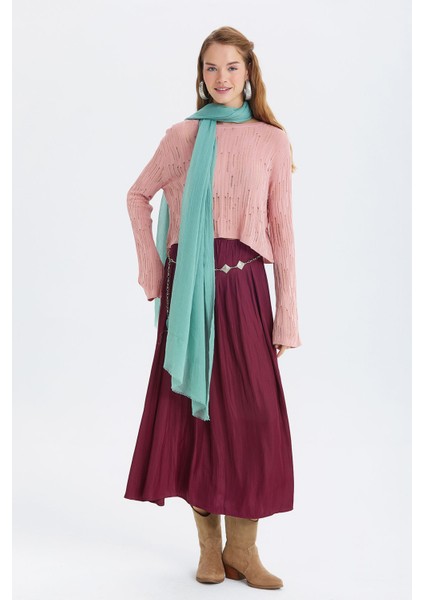 Ince Dökümlü Bambu Şal Mavi Çağla fiyatları