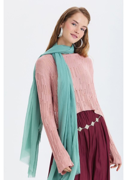 Ince Dökümlü Bambu Şal Mavi Çağla modelleri