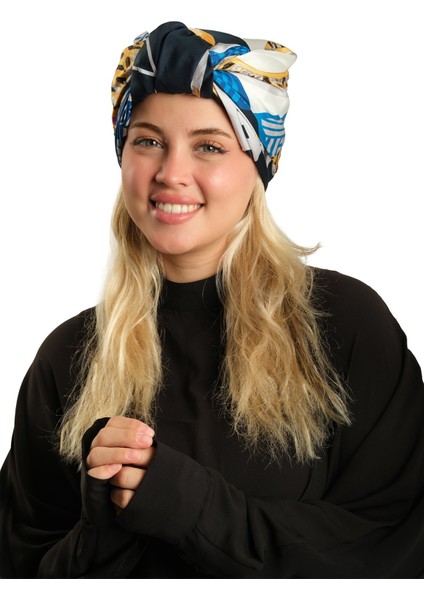 Krem Pratik Hazır Geçmeli Tesettür Bone Ipek Desenli 2410_40