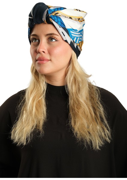 Krem Pratik Hazır Geçmeli Tesettür Bone Ipek Desenli 2410_40 modelleri