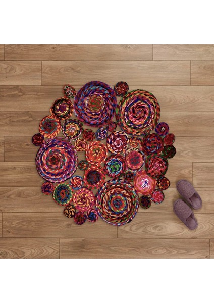 Home Y13 Bolero Örgü Halı - Renkli - 120X120 cm