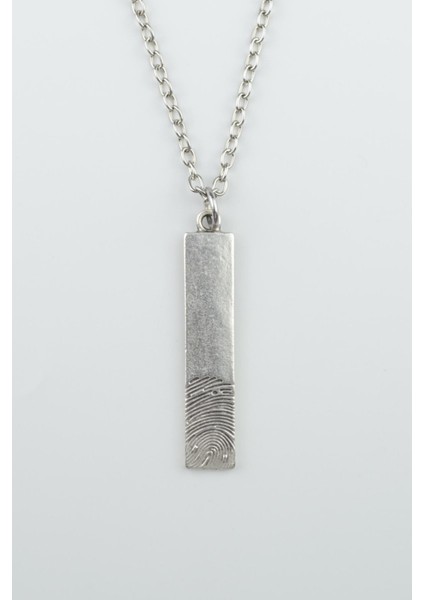 Parmak İzi Gümüş Kaplama Düz Zincir Kolye