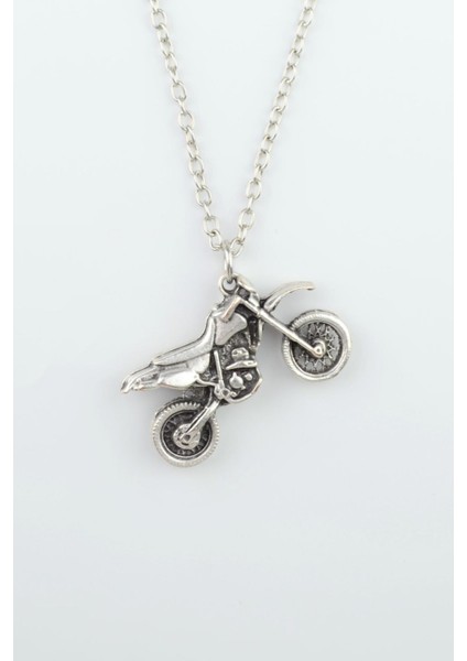 Cross Motor Gümüş Kaplama Düz Zincir Kolye