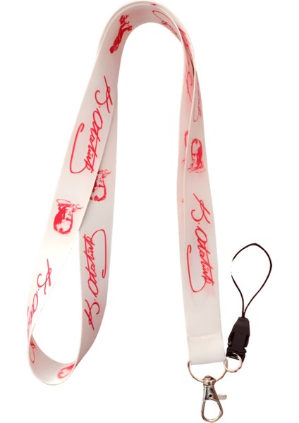 Beyaz Kırmızı Atatürk Imzalı Boyun Askı Ipi ve Telefon Askısı + Kartlık