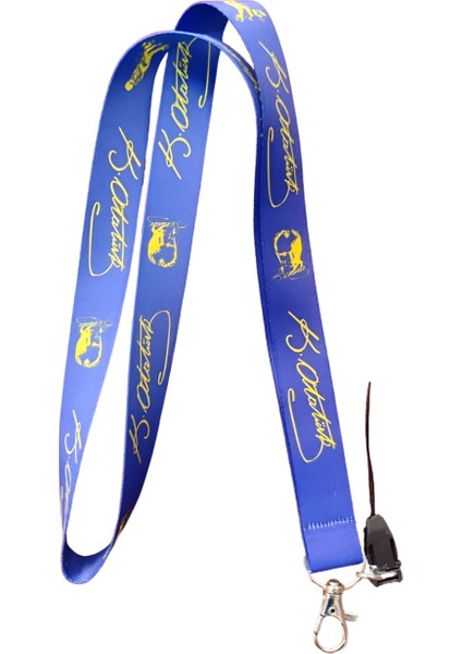 Lacivert Sarı Atatürk Imzalı Boyun Askı Ipi ve Telefon Askısı + Kartlık