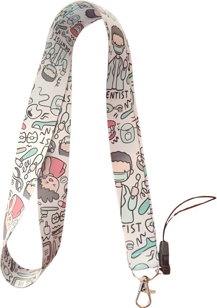 Hastane Diş Doktoru 2 Boyun Askı Ipi ve Telefon Askısı + Kartlık