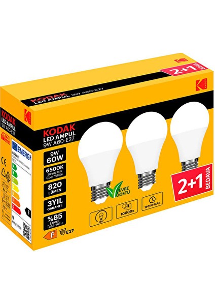 3 Adet Kodak LED Ampul Beyaz 3'lü