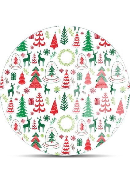 Cam Kesme Tahtası ve Sunumluk Yuvarlak Karışık Yılbaşı Desenli 30X30 cm fiyatları