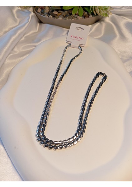 Gümüş Renk Zincir Detay Xuping Jewelry Kolye 60 cm fiyatları
