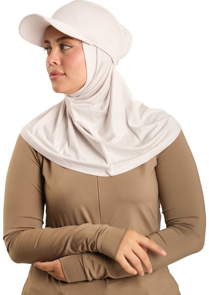 Bej Pratik Hazır Geçmeli Şapkalı Tesettür Eşarp Viskon Düz 2513_12 fiyatları