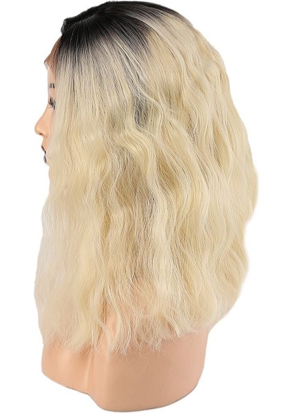 Fiber Sentetik Dalgalı Kısa Tül Peruk / Kahve Platin Ombreli modelleri