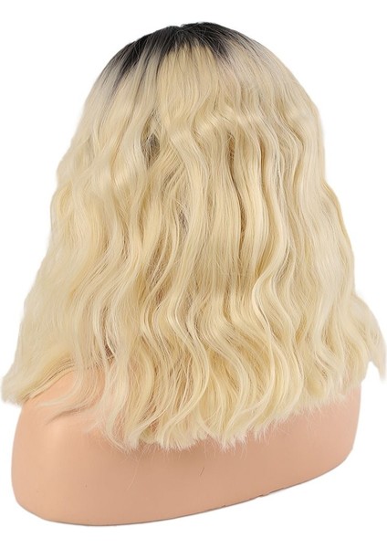 Fiber Sentetik Dalgalı Kısa Tül Peruk / Kahve Platin Ombreli fırsatları