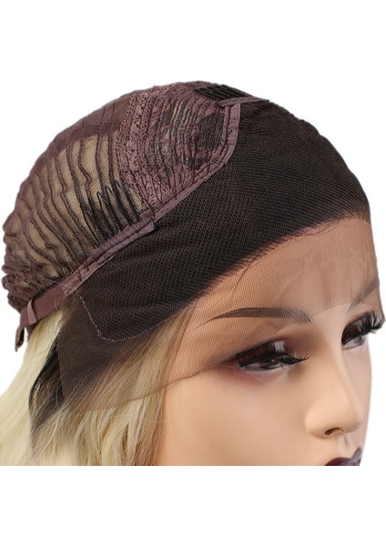 Fiber Sentetik Dalgalı Kısa Tül Peruk / Kahve Platin Ombreli indirimleri