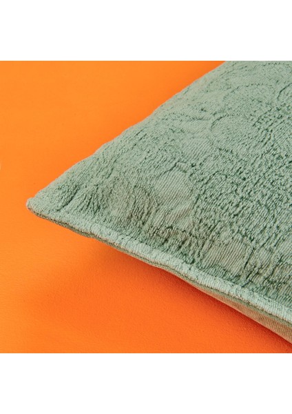 Soft Şönil Çiçek Kırlent Kılıfı - Yeşil - 45X45 cm fiyatları