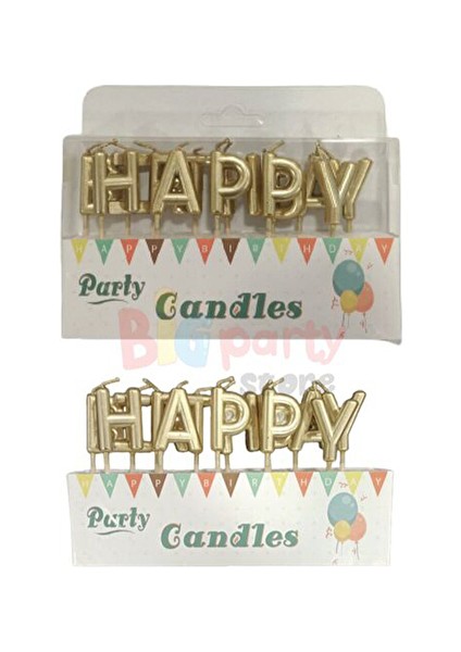 4 Adet Orca Mum Altın Happy Birthday