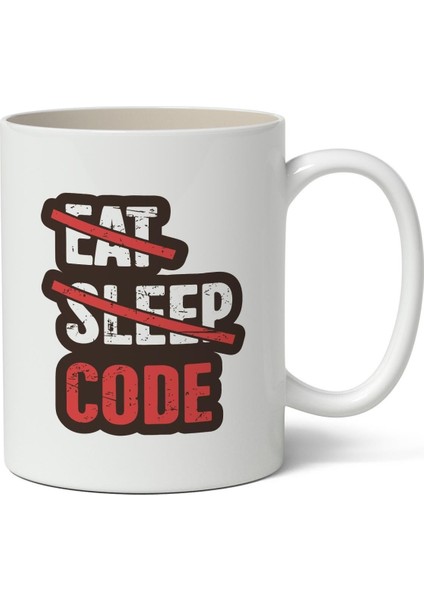 Yazılımcı Döngüsü Temalı Beyaz Kupa Bardak