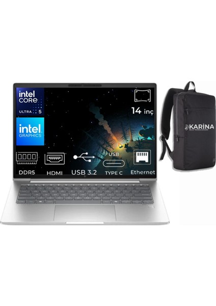 Elitebook 640 G11 Ultra 5 125U A23DNEA-K02 32GB 512GB Intel Graphics Freedos 14" Wuxga Notebook