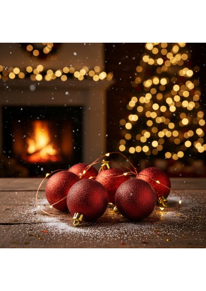 4 cm Kırmızı Yılbaşı Süsü Top Seti 6’lı - Parlak Ağaç Süsü fiyatları