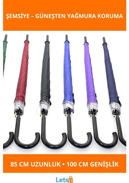 Klasik Baston Şemsiye Su Geçirmez Dayanıklı Güneş ve Yağmur Koruma Acessuarı