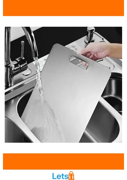 Antibakteriyel Paslanmaz Çelik Kesim Panosu 2'li Set Büyük ve Küçük fırsatları