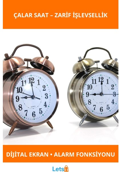 Metal Kasa Modern Dijital Alarm Çalar Saat Model 3