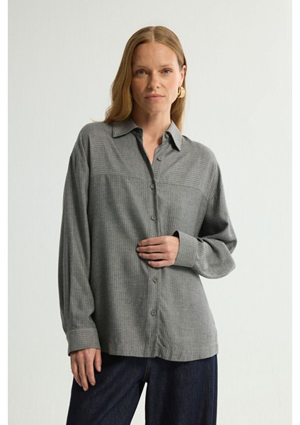 Cep Detaylı Çizgili Gömlek C.gri 130L9672000 fırsatları