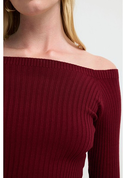 Yakası Açık Triko Kazak Bordo 13942993002 fiyatları