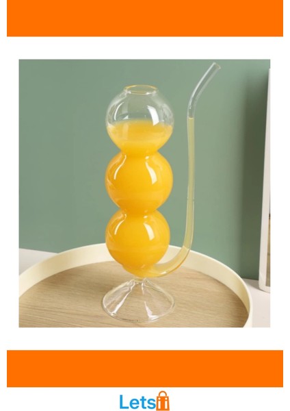 Estetik Pipetli Boğumlu Cam Bardak 1 Adet modelleri