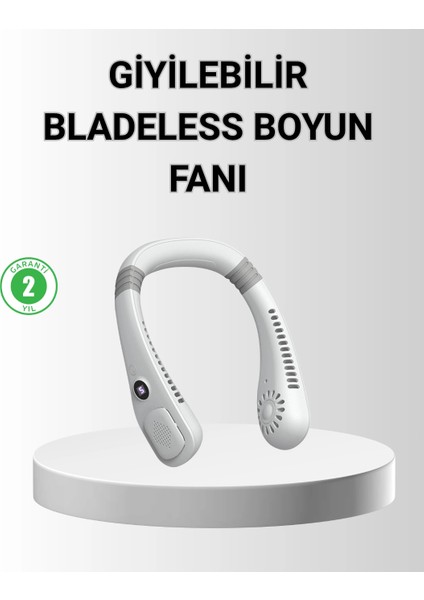 Giyilebilir Boyun Fanı 360° Dairesel Rüzgar ve 5 Kademeli Hız Ayarlı