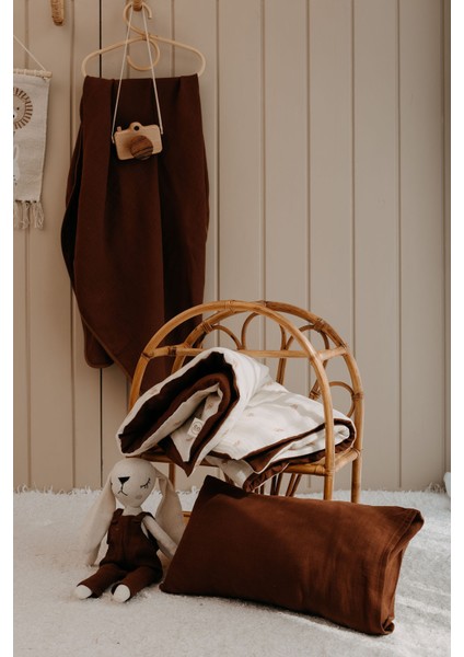 Park Yatak Müslin Nevresim Takımı (80X110) | Simple Brown Leaves