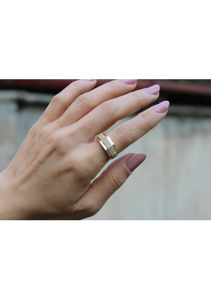 14 Ayar Altın Tasarım Taşlı Yüzük modelleri