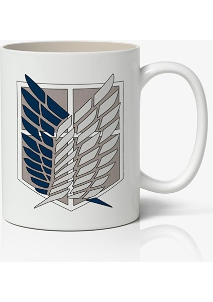 Attack On Titan Logolu Anime Temalı Beyaz Kupa Bardak Sevgiliye Arkadaşa Hediye