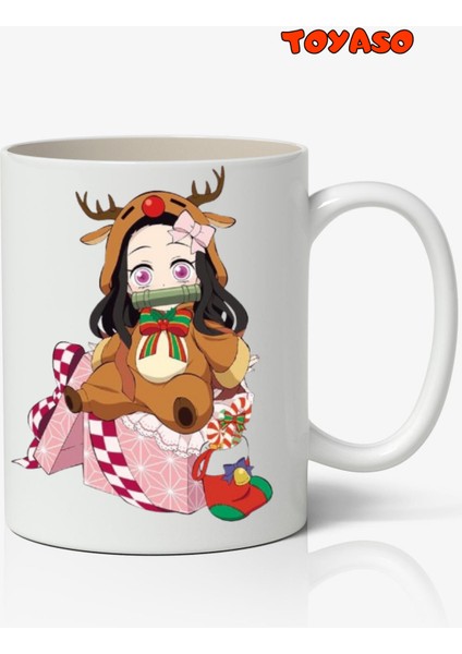 Yılbaşı Yeni Yıl Demon Slayer Nezuko Kamado Temalı Beyaz Kupa Bardak Sevgiliye Arkadaşa Hediye