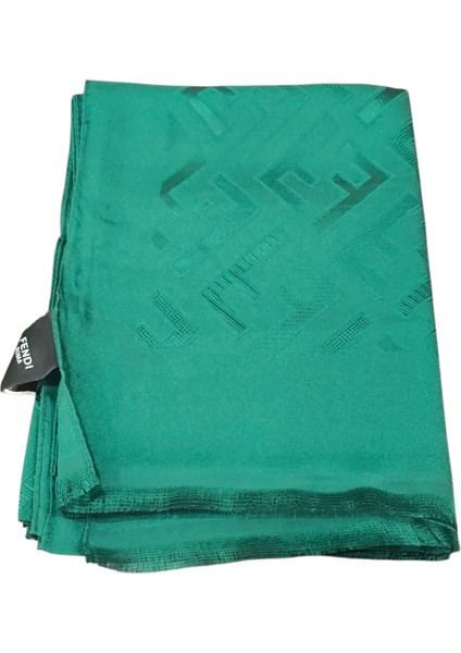 F Desen Ipek Jakarlı Şal Koyu Zümrüt Yeşili