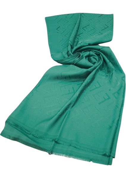 F Desen Ipek Jakarlı Şal Koyu Zümrüt Yeşili modelleri