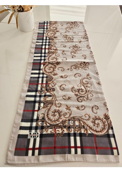 Krem ve Gri Tonlarında Desenli Soft Şal modelleri