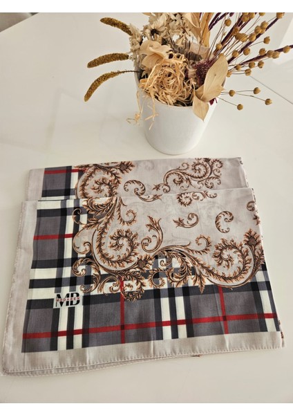 Krem ve Gri Tonlarında Desenli Soft Şal indirimleri