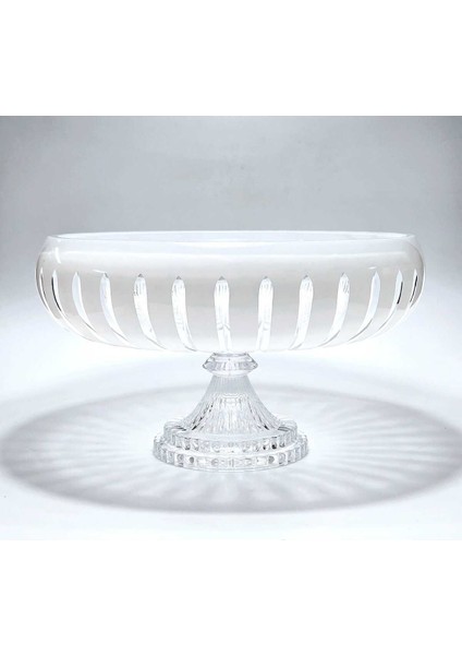 El Yapımı Kesme Kristal Vertical Desen 28 cm Dekoratif Sunumluk Ayaklı Sofra Sunum Kasesi modelleri