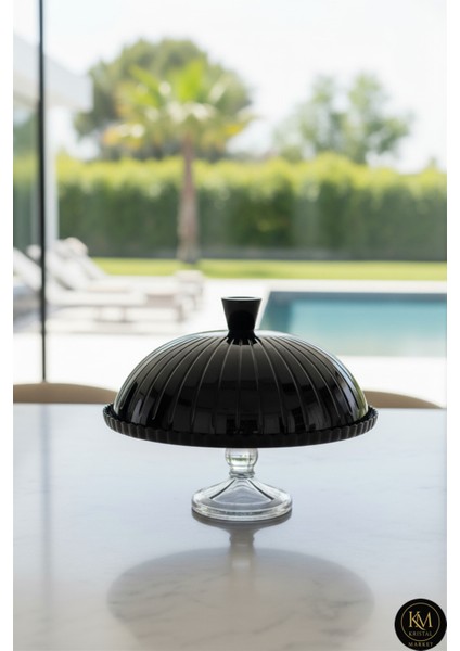 El Yapımı Kristal Gold Detay Pasta Kek Dekoratif Sunumluk Ayaklı Kase